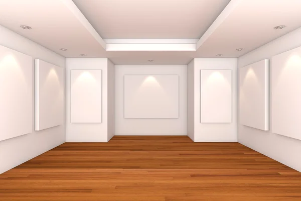 Gallery Interior Empty Room With Wood Floor — Stock Photo, Image