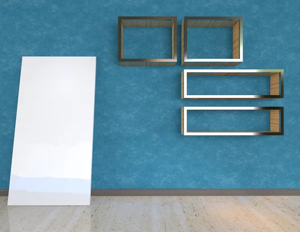 Blue room shelves — Stock Photo, Image