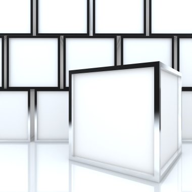 3D blank abstract white box display clipart