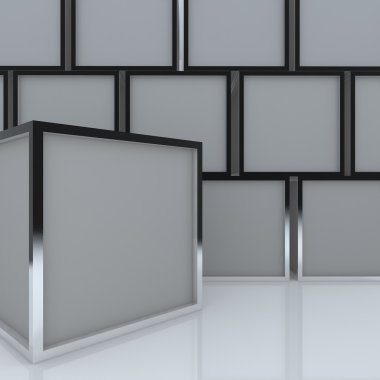 3D blank abstract gray box display clipart