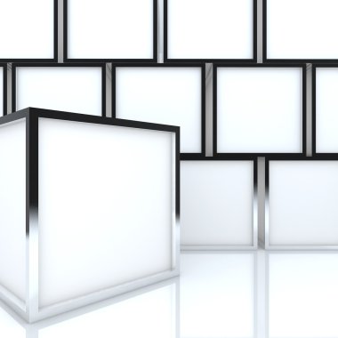 3D blank abstract white box display clipart