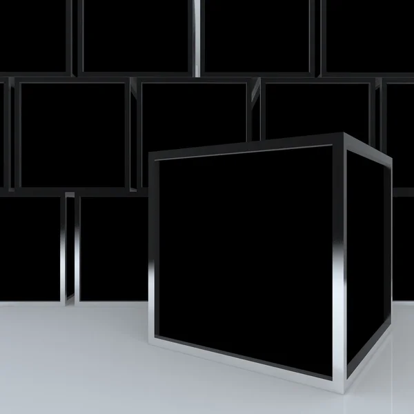 3D zobrazení prázdné abstraktní černá skříňka — Stock fotografie