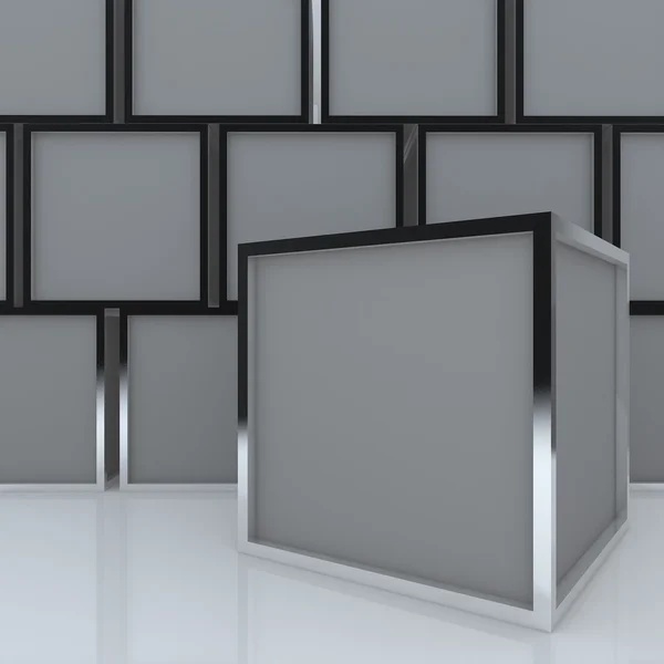 3D порожній абстрактний дисплей сірої коробки — стокове фото