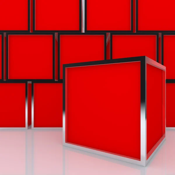 3D boş kırmızı kutu göstermek — Stok fotoğraf