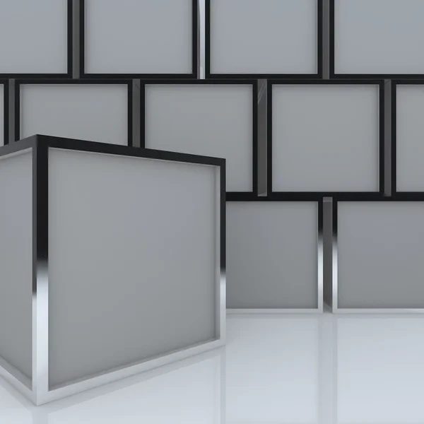 3D leere abstrakte graue Box anzeigen — Stockfoto
