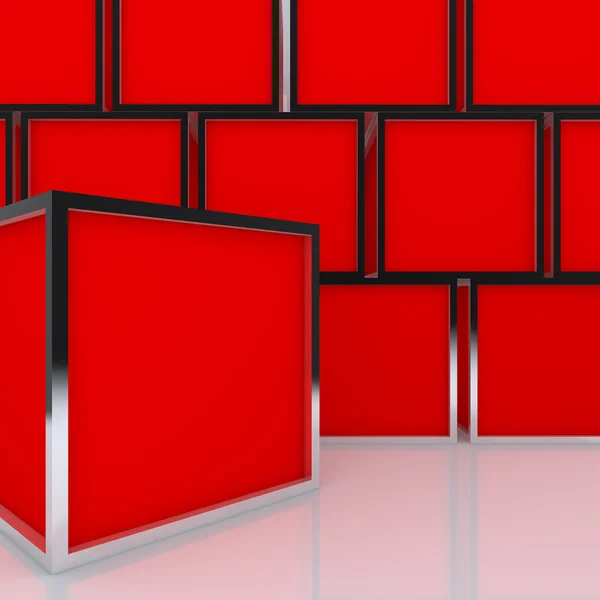 3D caixa vermelha abstrata em branco exibição — Fotografia de Stock