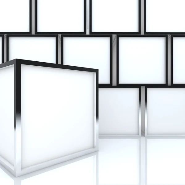 3 d の空白は抽象的な白いボックスの表示 — ストック写真