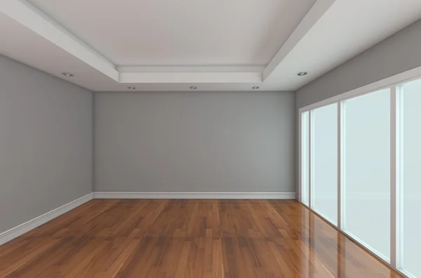 Порожня кімната прикрашена сірою кольоровою стіною — стокове фото
