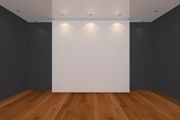 Camera vuota parete nera e pavimento in legno — Foto Stock