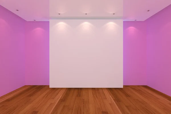 Cameră goală perete roz și podea din lemn — Fotografie, imagine de stoc