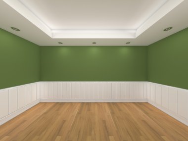 Empty room green color wall clipart