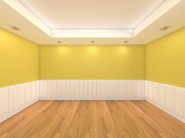 Empty room yellow color wall clipart