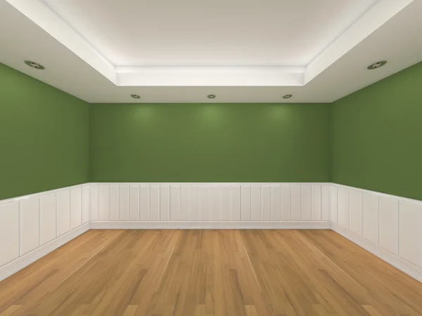 Boş oda yeşil renkli duvar — Stok fotoğraf