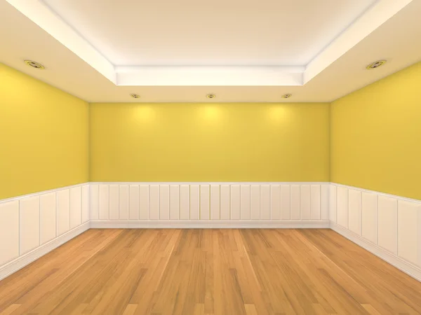 Sala vazia parede de cor amarela — Fotografia de Stock