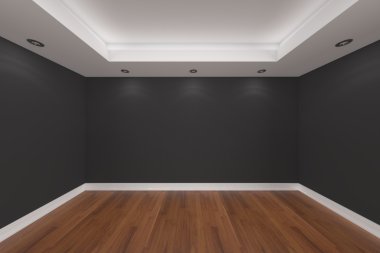 Home interior 3D rendering with empty room clipart