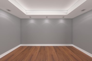 Home interior 3D rendering with empty room clipart