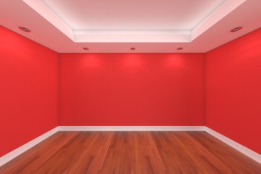 Home interior 3D rendering with empty room clipart