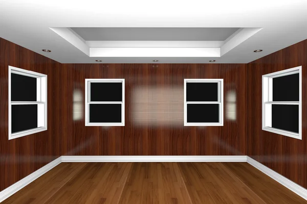 Wnętrze domu renderowania 3d z pustym pokoju — Zdjęcie stockowe
