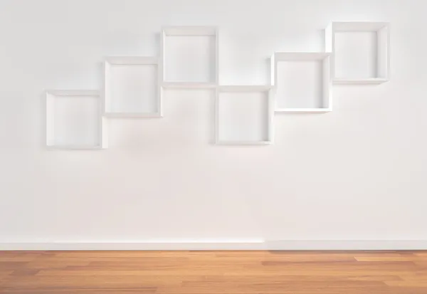Коробка полки на білій стіні — стокове фото