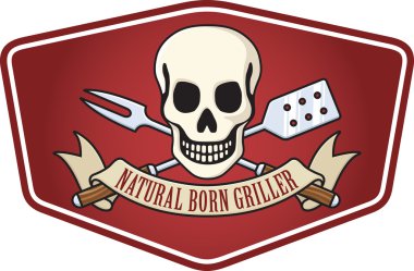 Natural born griller barbecue logo clipart