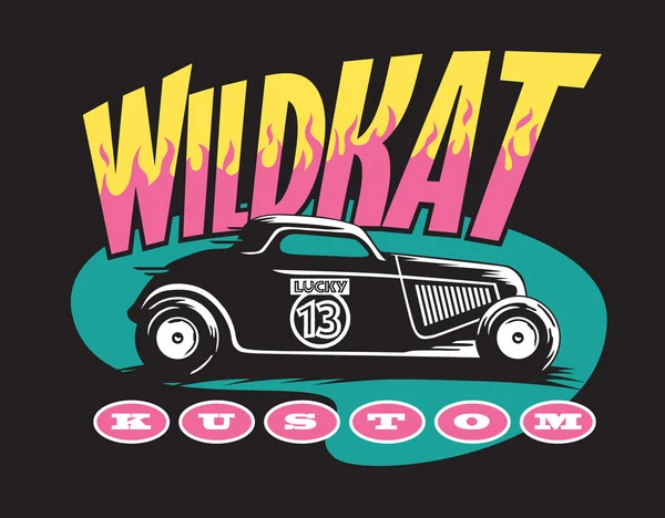 Логотип Wildkat Kustom Hot Rod — стоковый вектор