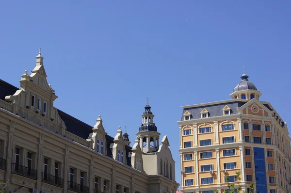 stock image Tops of buildings with decorative turrets (close up)