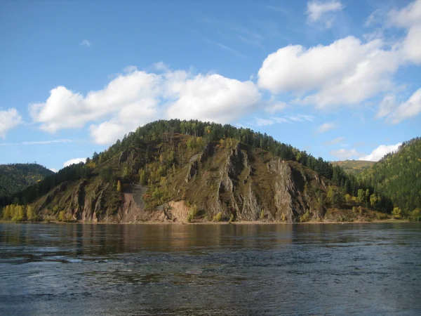 Wooded hills along the banks of the river Yenisei