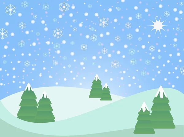 Snowy christmas landscape — Stock Vector