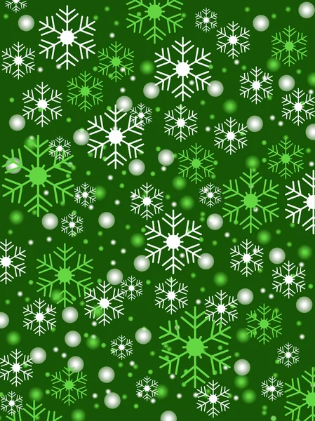 Flocons de neige fond vert — Image vectorielle