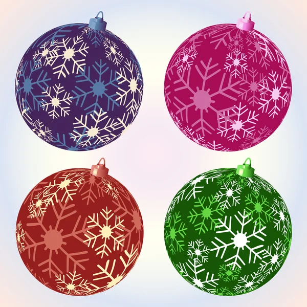 Christmas snowflake baubles — Stock Vector