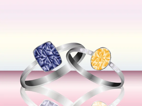Κεχριμπάρι και saphire δαχτυλίδια — Διανυσματικό Αρχείο