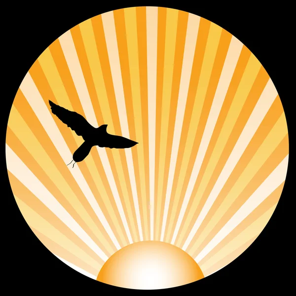 Silhueta de pássaro com raios de sol laranja Ilustrações De Stock Royalty-Free