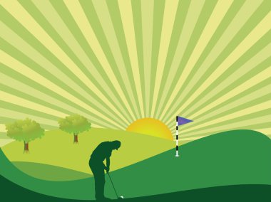 Golfer in countryside clipart