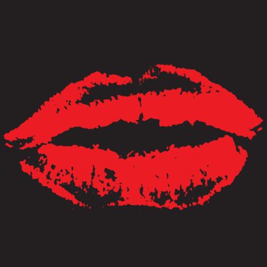 Red lips on black background clipart