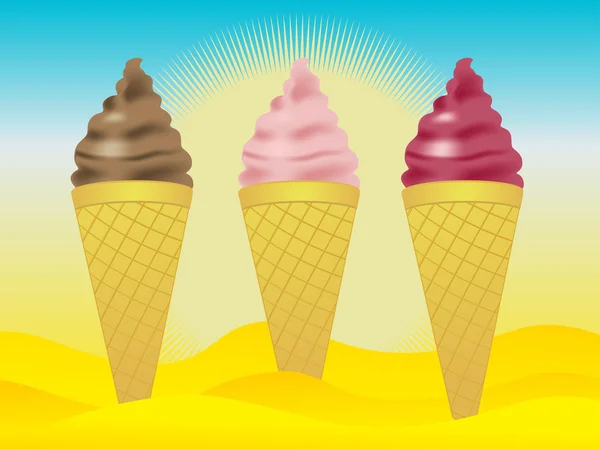 stock vector Ice creams in sand