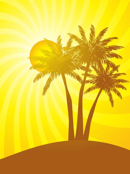 stock vector Palm trees with tropical sunset