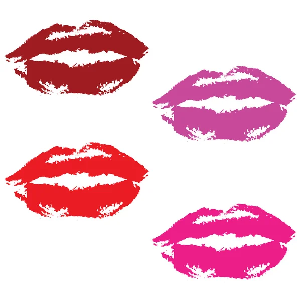 Impressões labiais em vermelho e rosa — Vetor de Stock