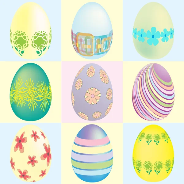 9 desenhos de ovos de Páscoa — Vetor de Stock