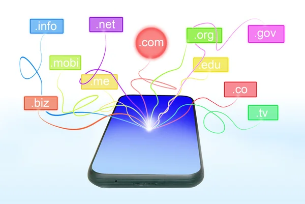 Domain name over smart phone — Stock Photo, Image