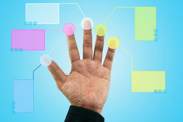 Business Hand mit farbenfrohen virtuellen Leerraum — Stockfoto