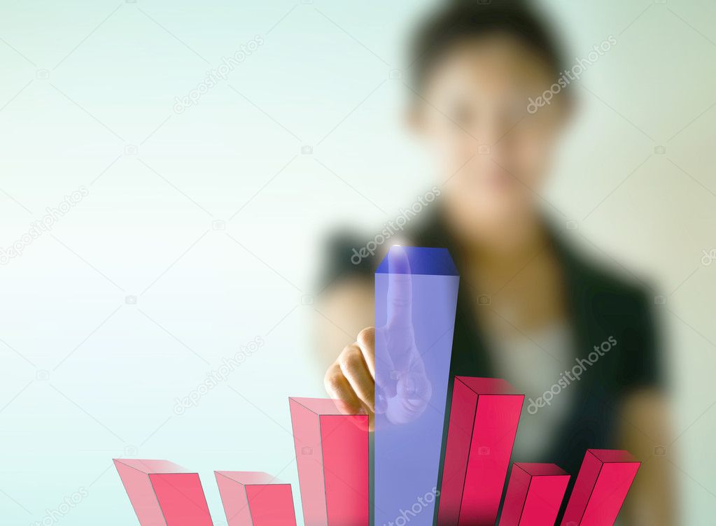 Business woman pressing chart