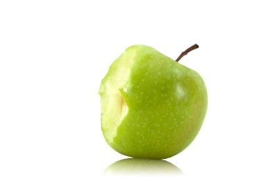 bir ısırık ile taze yeşil elma