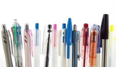 Row of various pens clipart