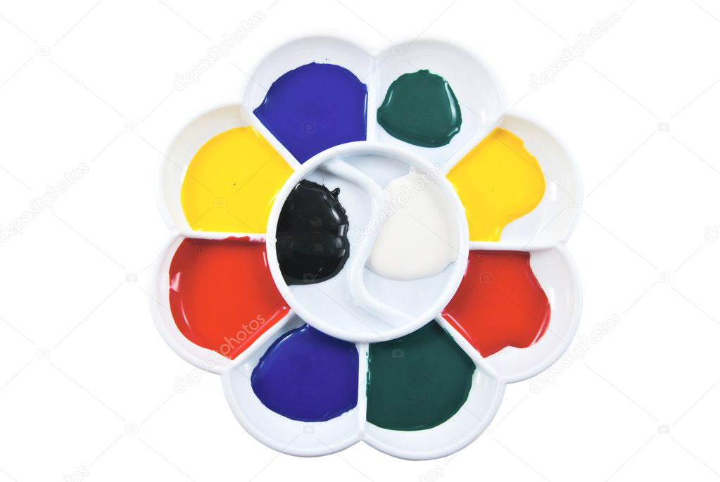 Artists paint palette isolated on white with clipping path