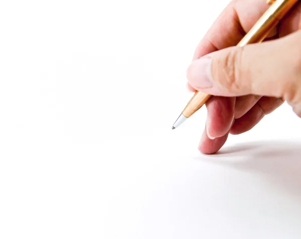 Närbild på en lyxig penna i hand — Stockfoto