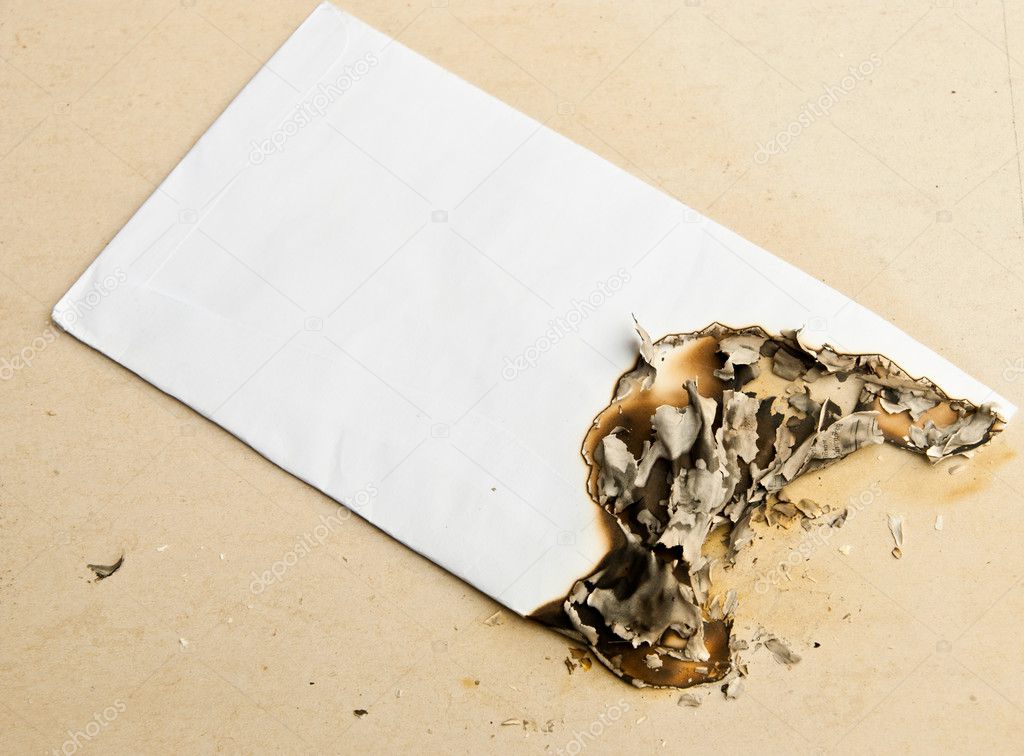 Burned white envelope
