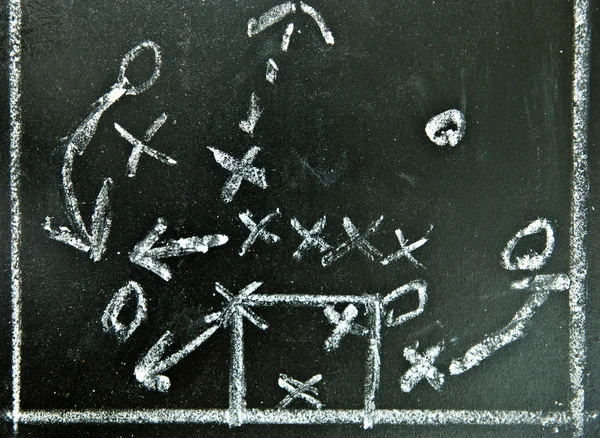 黑板上的足球策略 — 图库照片