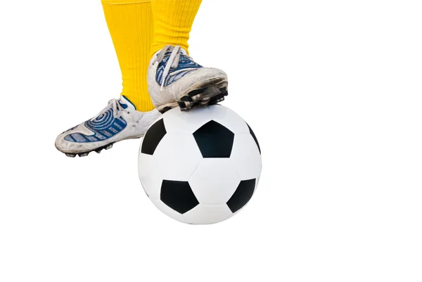 М'яч з ногами ізольовані на білому з відсічним контуром — стокове фото