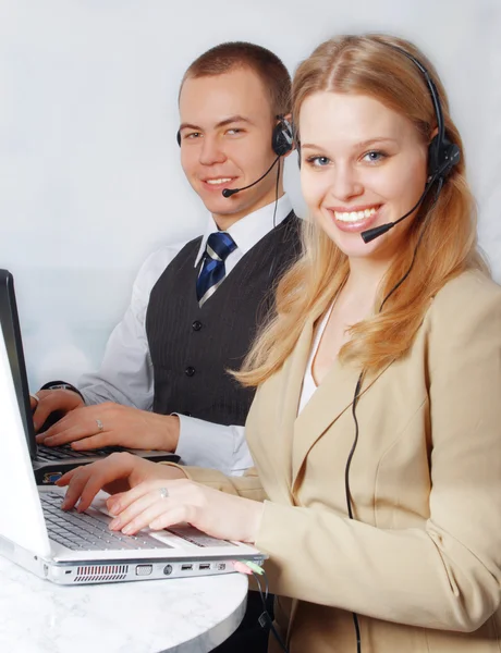 Closeup of customer service representatives — Stock Photo, Image