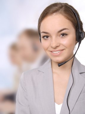 Closeup of a female customer service representative clipart